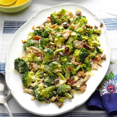 Fresh Broccoli Salad with Lemon Fresh Broccoli Salad, Raw Broccoli Salad, Justine Schofield, Easter Dinner Menus, Potluck Salad, Easter Food Appetizers, Broccoli Salad Bacon, Raw Broccoli, Easter Lunch