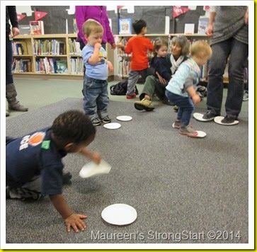 Try the "Penguin Shuffle" after reading a book about penguins for motor development.  Great activity for indoor fun! Large Group Gross Motor Activities, Preschool Large Motor Games, Preschool Partner Activities, Sharing Games For Preschoolers, Preschool Ball Study, Ball Unit Creative Curriculum, Exercise Study Creative Curriculum, Large Group Activities Preschool, Ball Study Creative Curriculum