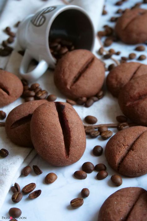 Coffee bean cookies are a delight for all coffee lovers outside there. They are crunchy but tender and they come with a rich coffee flavour with a hint of chocolate. #coffee #cookies #coffeebean #Kaffee #Kaffeebohnen #baking #thebestcookies #snacks #crunchy #coffeelover #dezemberchallenge Coffee Bean Cookies Recipe, Chocolate Coffee Cookies, Coffee Bean Cookies, Bean Cookies, Chocolate Coffee Beans, Paint Cookies, Coffee Roastery, Coffee Cookies, Healthy Coffee