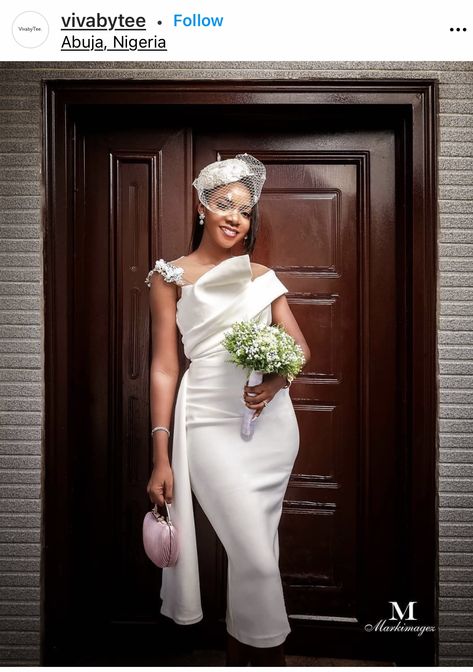 African Civil Wedding Dress Classy, Courthouse Wedding Dress Short Civil Ceremony, Fancy White Dress Short, Civil Wedding Dress Courts Short, Courthouse Wedding Dress Ideas Classy, Simple White Dress For Civil Wedding, Civil Dress Wedding, Court Wedding Dress Civil, Court Wedding Dress Civil African