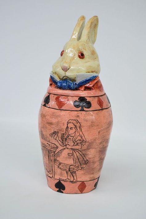 william morris canopic jars - Google Search Clay Jar Ideas, Coil Ceramics, Egyptian Canopic Jars, Fun Ceramics, Coil Pot, Clay Jars, Unique Jars, Canopic Jars, Ceramic Rabbit