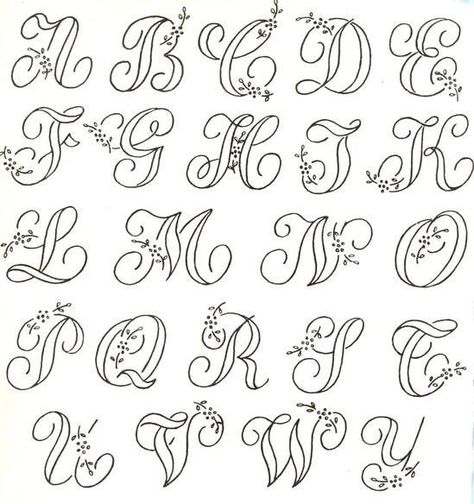 Fancy Writing Alphabet, Monogram Printable Letters, Letter Stencils To Print, Hand Embroidery Letters, Vintage Embroidery Transfers, Hand Lettering Worksheet, Tattoo Lettering Fonts, Embroidery Alphabet, Hand Lettering Alphabet