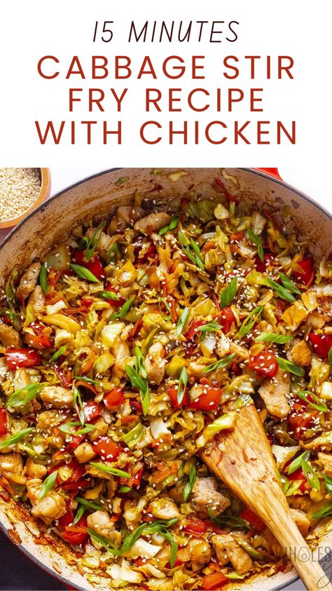 "Quick and flavorful Cabbage Stir Fry with Chicken is a gluten-free, keto, and low-carb dinner recipe that's perfect for busy weeknights! Packed with tender chicken, crispy cabbage, and a savory sauce, this one-pan meal is healthy, easy to make, and loaded with deliciousness. A must-try for keto and gluten-free diets!" Diet Cabbage Recipes, Easy Dinner Recipes With Cabbage, Cabbage Mix Recipes, Keto Chicken Stir Fry With Vegetables, Cabbage Sheet Pan Dinner, Keto Savoy Cabbage Recipes, Cabbage Diet Recipes, Meals With Cabbage Dinners, Keto Chicken And Cabbage Recipes