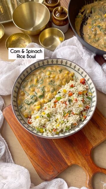 Spinach Rice Bowl, Snacky Lunches, Corn Rice Recipe, Chinese Rice Bowl, Rice And Corn Recipe, Buttered Rice, Indian Diet Recipes, Red Rice Recipe, Rice Bowls Healthy