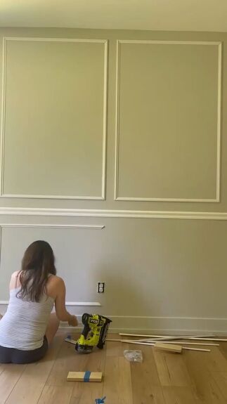 5-Step Nursery Makeover With Chair Rail Picture Frame Molding | Hometalk Picture Frame Moulding With Chair Rail, Diy Picture Frame Molding, Nursery Makeover, Chair Rail Molding, Clean Kitchen Cabinets, Molded Chair, Frame Molding, Hollow Core Doors, Wood Slat Wall