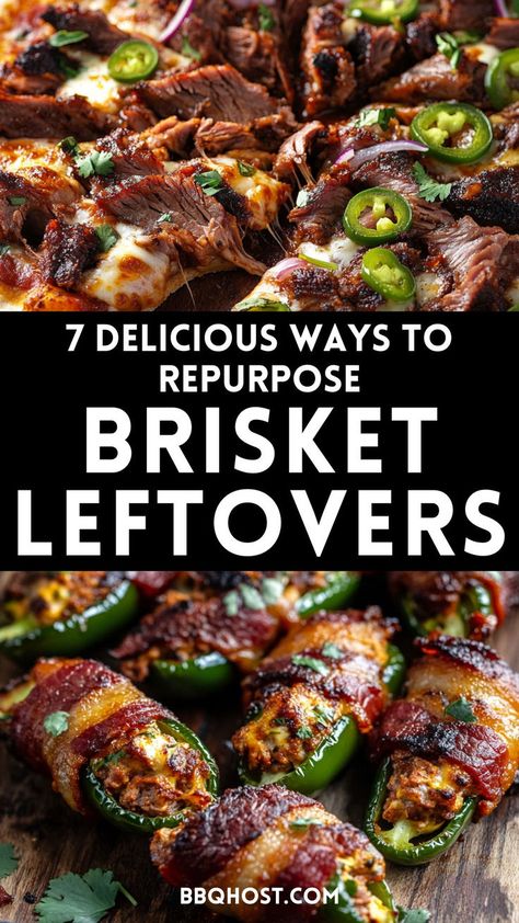 Need some new ideas for leftover brisket? These 7 creative recipes, like Brisket Jalapeño Poppers and Ramen with Smoked Brisket, are a perfect way to use up your brisket in fun and delicious ways. Say goodbye to boring leftovers and hello to flavorful dinners. Save these brisket recipes for your next meal! Click through for the full guide. Leftover Brisket Recipes Easy Meals, Brisket Leftovers, Beef Brisket Chili, Bbq Brisket Recipes, Brisket Recipes Smoked, Beef Brisket Recipes, Leftover Beef, Brisket Chili, Jalapeño Poppers