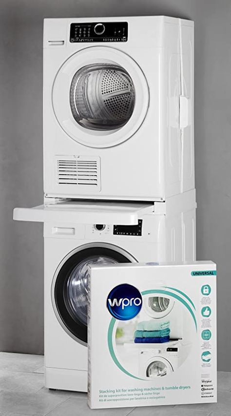 Wpro SKS101 Washing Machine Dryer Accessories/Frame with Shelf/for Connecting Installation Frame Washing Machine and Tumble Dryer (Universal for all brands. 60 x 60 cm With Shelf : Amazon.co.uk: Large Appliances Dream House Laundry Room, Stacked Laundry, Laundry Craft Rooms, Laundry Cupboard, Bosch Washing Machine, Rustic Laundry, Stacked Laundry Room, Rustic Laundry Rooms, Laundry Room Remodel