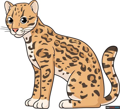 Learn How to Draw an Ocelot: Easy Step-by-Step Drawing Tutorial for Kids and Beginners. See the full tutorial at https://easydrawingguides.com/how-to-draw-an-ocelot/ . Snow Leopard Drawing, Leopard Drawing, Cat Drawing Tutorial, Drawing Guides, Easy Animals, Cat Drawings, Easy Drawing Tutorial, Cute Cat Drawing, Drawing Tutorials For Kids