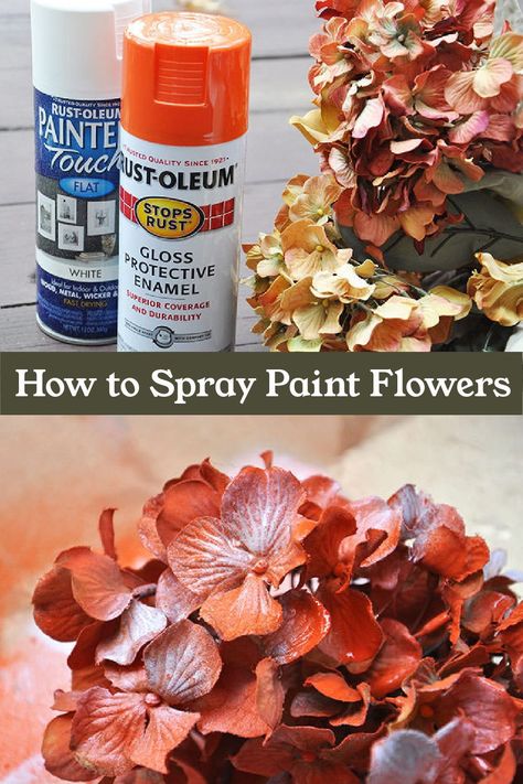 Spray Painting Fake Flowers, Spray Paint Artificial Flowers Diy, Spray Painted Fake Plants, Painting Faux Flowers, Spray Paint Faux Flowers, Fake Flowers Crafts, How To Make Faux Flowers Look Real, How To Make Fake Flowers Look Real, Spray Paint Fake Flowers