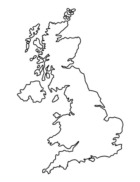 United Kingdom pattern. Use the printable outline for crafts, creating stencils, scrapbooking, and more. Free PDF template to download and print at http://patternuniverse.com/download/united-kingdom-pattern/ Uk Outline, Scotland Tattoo, British Isles Map, Map Of England, Coloring Crafts, United Kingdom Map, Map Of Britain, Country Patterns, Country Tattoos