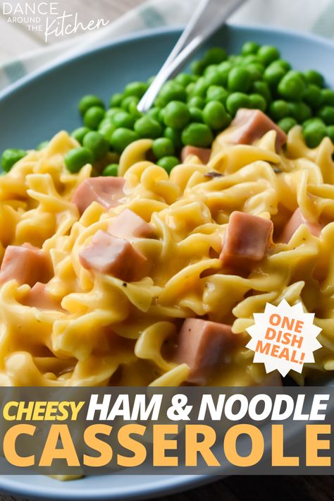 This ham and noodle casserole comes together in a jiffy, with just 5 ingredients! It’s creamy, cheesy and fit for the whole family!  #SkilletDinner #Noodles #Ham #LeftoverHam #Cheese Ham Noodle Casserole, Supper Casseroles, Cheesy Ham Casserole, Ham And Cheese Casserole, One Pot Rice Meals, Ham And Noodle Casserole, Ham Casserole Recipes, Cooked Pineapple, Ham Dinner