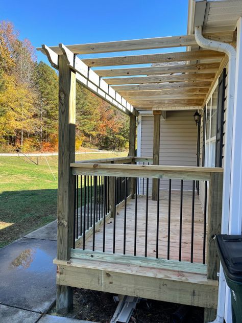 Pergola Deck - Craftsman - Porch - Atlanta - by Cole Pelfrey Construction | Houzz Front Porch With No Roof, Front Porch With Pergola, Pergola Entryway Front Entry, Above Ground Pool Small Deck, Front Porch Awning Ideas, Front Deck Ideas Entrance Porch Designs, Front Porch Without Roof, Deck Bed Ideas, Double Deck Bed Ideas