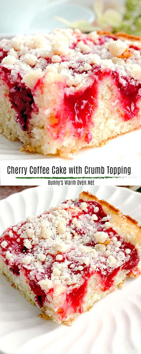 Amish Cherry Pie Coffee Cake, Coffee Cake With Cherry Pie Filling, Desserts With Canned Pie Filling, Coffee Cake With Fruit Filling, Cherry Pie Filling Coffee Cake, Cherry Breakfast Cake, Cherry Coffee Cake Recipes Pie Fillings, Recipes That Use Cherry Pie Filling, Raspberry Coffee Cake Recipes Easy