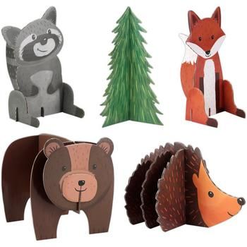 Woodland Animal Table Centerpiece Decor 19 pieces (makes 5 total standees) Forest animal themed Assembled sizes range from 1.6 inches to 11.6 inches Winter Woodland Birthday, Woodland Baby Shower Theme Decorations, Camping Baby Shower Theme, Animal Table, Woodland Party Decorations, Animal Party Decorations, Woodland Creatures Baby Shower, Woodland Animal Birthday, Hunting Birthday