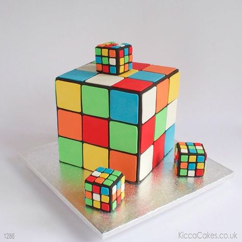 65th Birthday Cake Ideas, Rubik Cake, Rubix Cube Birthday, 65th Birthday Cake, 11th Birthday Cake, 65 Birthday Cake, Idea Cake, Cube Cake, Unique Party Themes