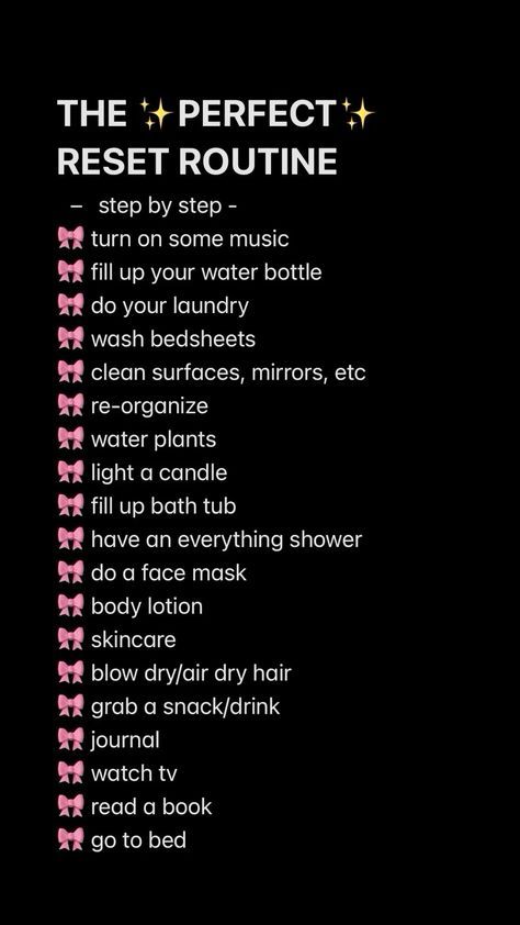 Sunday Reset Before School, Cute Skincare Routine, Perfect Bath Routine, Sunday Routine Aesthetic, Clean Up Motivation, Selfcare Day Routine, Bath Care Routine, Sunday Reset List, Aesthetic Routine List