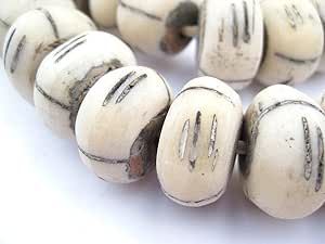 Carved White Bone Beads - Full Strand of Fair Trade Artisanal African Beads - The Bead Chest (Tribal) Zebu Cow, User Ideas, Beads Black And White, White Objects, Watermelon Carving, Wood Core, Cow Bones, Ancient Pottery, African Trade Beads