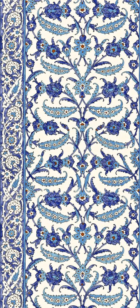 Motif Arabesque, Moorish Design, Iznik Tile, Turkish Tile, Turkish Tiles, Turkish Pattern, Islamic Patterns, Turkish Design, Islamic Art Pattern