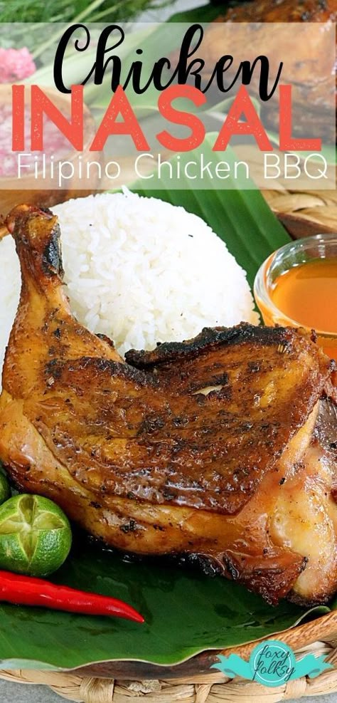 Step away from your typical chicken barbeque, Chicken Inasal has a distinctive marinade and basting sauce that makes it so flavorful and succulent. | www.foxyfolksy.com #recipe #bbq #barbeque #grill #chicken #foxyfolksy #filipinofood Inasal Recipe Filipino Food, Ulam Pinoy Filipino Recipes Main Dishes, Mang Inasal Chicken Recipe, Chicken Recipes Pinoy, Filipino Barbecue, Chicken Inasal Recipe, Chicken Barbeque, Chicken Legs Recipes, Chamorro Food