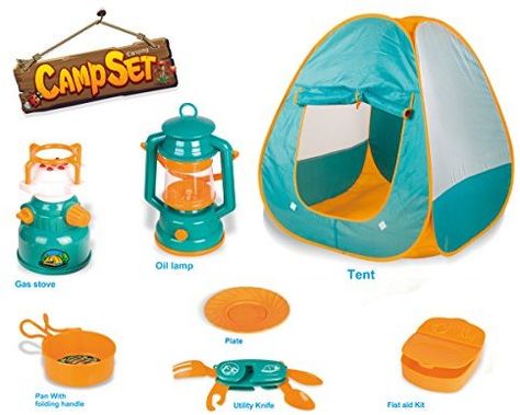 Amazon.com: Little Explorers Pop Up Play Tent with Camping Gear Toy Tools Set for Kids (7 Pieces): Toys & Games Kids Camping Gear, Camping Toys, Bug Toys, Kids Camping, Kids Pop, Toy Tools, Camping Set, Pop Up Tent, Play Tent