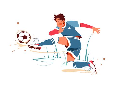 Football player kicking ball by Kit8 on Dribbble Sports Illustrations Art, Football Poses, Football Artwork, Ball Drawing, Football Illustration, Nba Art, Flat Design Illustration, St Anne, Arte Cyberpunk