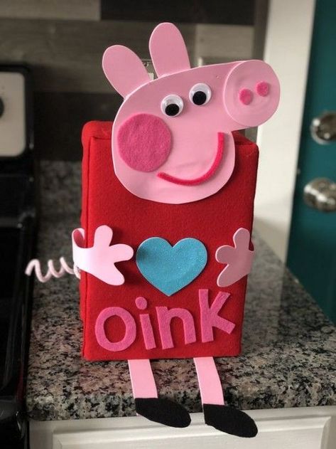 50+ Kids Valentine Crafts to Warm the Heart | HubPages Peppa Valentine Box Ideas, Toddler Valentine Box Girl, Peppa Pig Valentine Boxes, Peppa Pig Crafts Preschool, Valentines Box Decorating Ideas, Best Valentines Box Ideas, Valentine’s Day Boxes Girl Easy, Pig Valentine Box Ideas, Diy Valentine’s Day Box For Kids