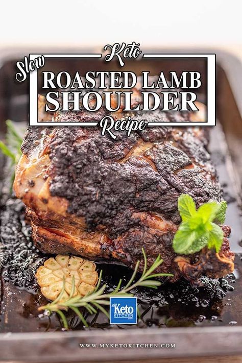 Keto Slow Roasted Lamb Shoulder – EASY Recipe. This delicious roast is healthy, gluten free, and low carb. It's great for carnivores or anyone who just loves lamb. Enjoy for special occasions or just a regular dinner! #ketorecipes Oven Roasted Lamb, Roasted Lamb Shoulder, Slow Roasted Lamb, Slow Roasted Lamb Shoulder, Lamb Shoulder Roast, Cumin Lamb, Diet Lunch, Slow Roast Lamb, Roasted Lamb