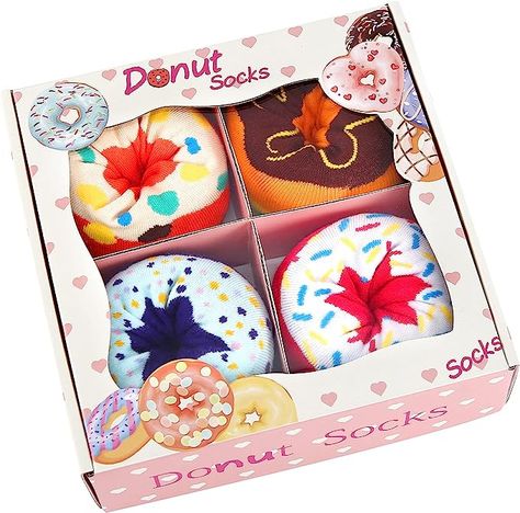 Donut Socks, Donut Gifts, Boyfriend Funny, Colorful Donuts, Funny Gifts For Women, Funky Gifts, Teen Fun, Gifts Box, Weird Gifts