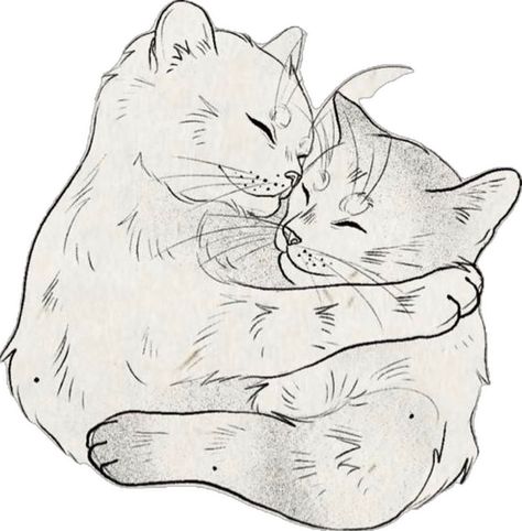 Cats Cuddling Drawing Reference, Small Tattoos Hand, Tattoo Ideas For Men Symbols, Couple Dynamics Drawing, Cat Couple Drawing, 2 Cats Cuddling Drawing, Cat Cuddling Drawing, Cats Hugging Drawing, Cats Cuddling Doodle