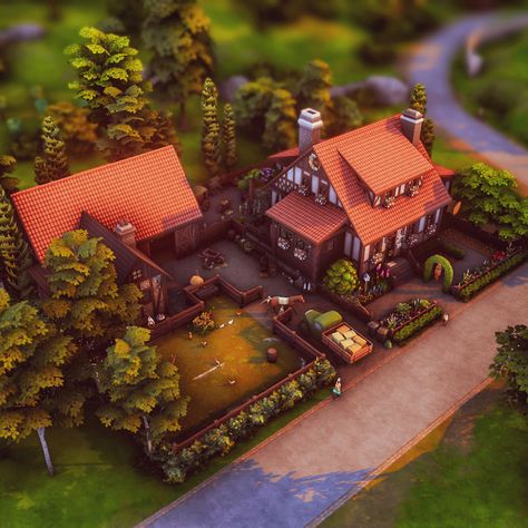 German farm in half-timbered style Hello Lovelies! Today I would like to share my build for #unityindiversitycollab hosted by @thegoldenage.builds with you. I thought I would build a german farm, with half-timbering and red roof tiles, like you can still see in Germany from time to time. The backstory and the basic idea are a bit sadder. Unfortunately, many beautiful old buildings and houses in this country are completely deteriorating. We have so many empty old houses where I live. This is... Sims 4 Farm, Red Roof Tiles, Half Timbered House, Unity In Diversity, Red Roof, Roof Tiles, Sims Mods, Old Buildings, Old Houses