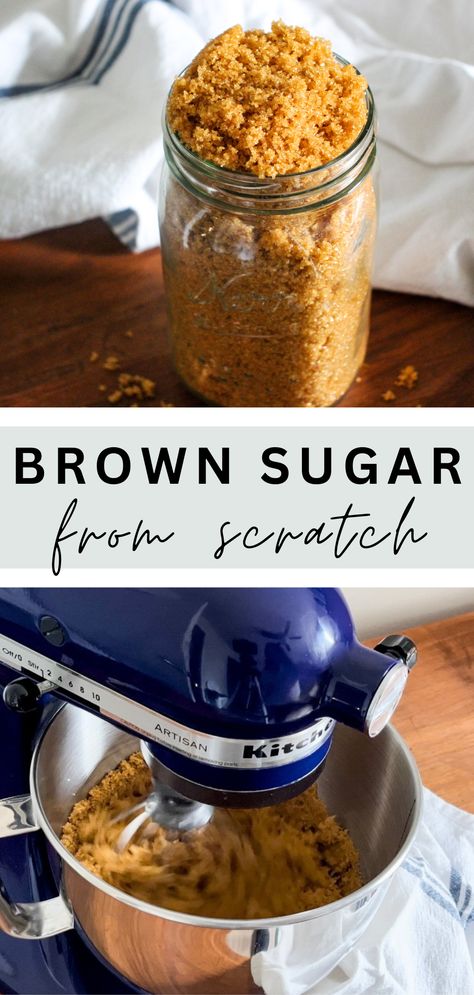 How to Make Homemade Brown Sugar - The Simple Homeplace Homemade Brown Sugar Syrup Recipe, Brown Sugar Simple Syrup Recipe, How To Make Brown Sugar, Making Brown Sugar, Homemade Powdered Sugar, Brown Sugar Homemade, Make Your Own Brown Sugar, Brown Sugar Recipe, Diy Brown Sugar