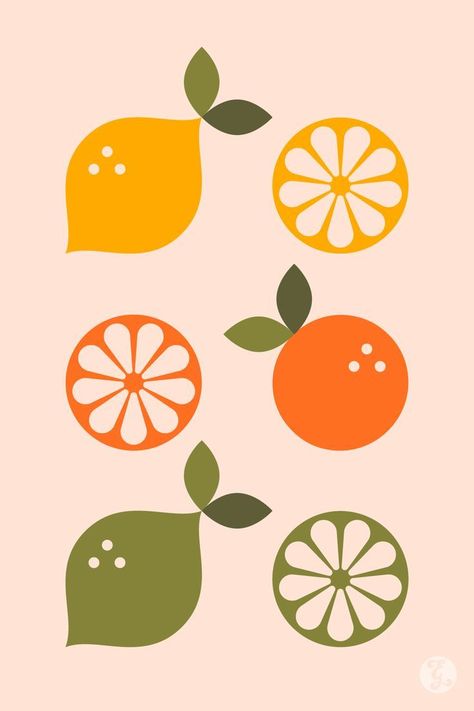 Lime Illustration Graphic Design, Oranges Graphic Design, Geometric Fruit Illustration, Lemon Graphic Illustration, Citrus Illustration Graphic Design, Abstract Fruit Illustration, Summer Fruit Illustration, Fruits Illustration Design, Orange Slice Illustration