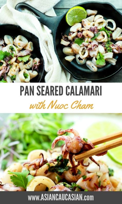 Asian Calamari Recipes, Calamari Appetizer, Nuoc Cham Sauce, Quick Asian Recipes, Asian Fish, Asian Seafood, Spicy Seafood, Calamari Recipes, Squid Recipes