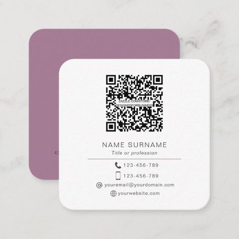 Visit Card Square, Square Visiting Card, Qr Code Card Design, Business Card Design With Qr Code, Qr Code Business Card Design, Square Business Card Design, Business Cards With Qr Code, Qr Business Card, Business Card Qr Code