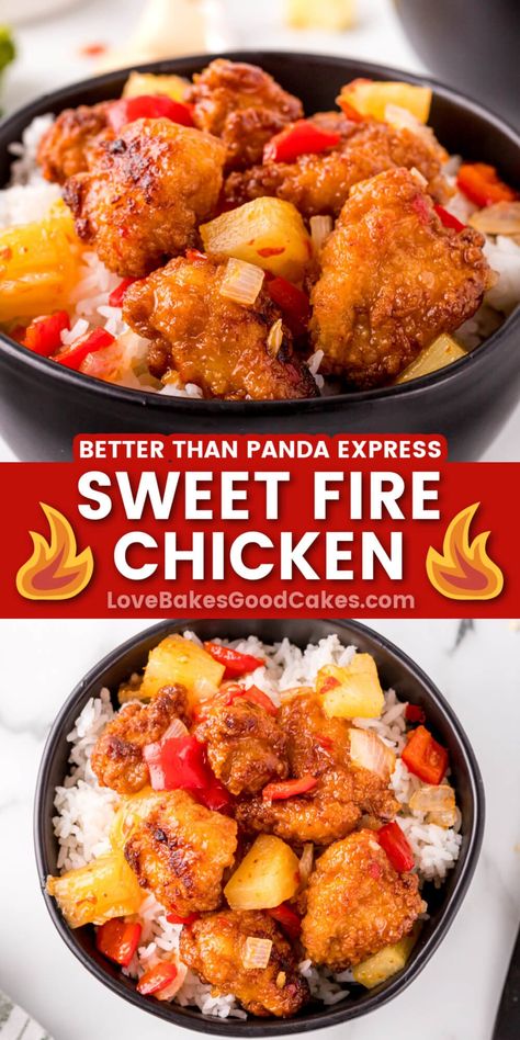 This Asian-inspired Sweet Fire Chicken is a fantastic copycat recipe from Panda Express! It's sweet, spicy, and comes together quickly. Panda Express Sweet Fire Chicken, Sweet Fire Chicken, Fire Chicken, Sweet And Spicy Chicken, Chinese Cooking Recipes, Favorite Recipes Dinner, Panda Express, Best Chicken Recipes, Chinese Cooking