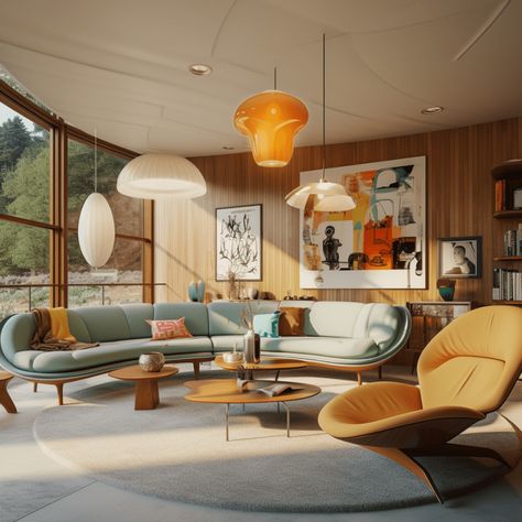 Sleek & Chic: The Ultimate Guide to Mid-century Modern Interior Design for the Modern Home - axxla interior design 50s Style Home, Egypt Apartment, 60s Lounge, 70s Lounge, Bauhaus Interior Design, 70s Architecture, 50s House, Bauhaus Interior, Mid Century Interior Design