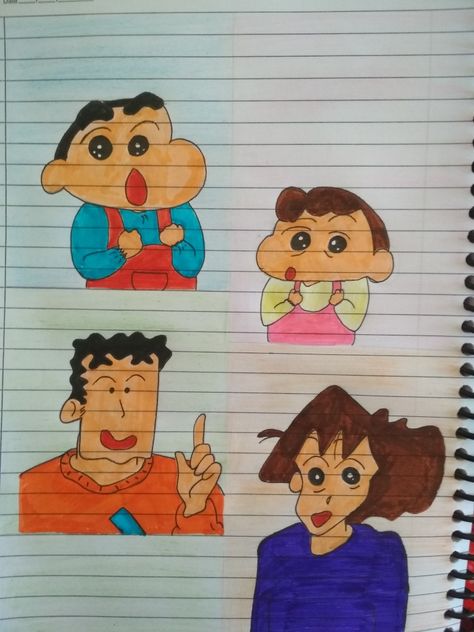 Shinchan And Family, Shinchan Family Drawing, Shinchan Drawing, Shinchan Family, Very Easy Drawing, Mom Drawing, Gods Art, Butterfly Art Drawing, Best Anime Drawings