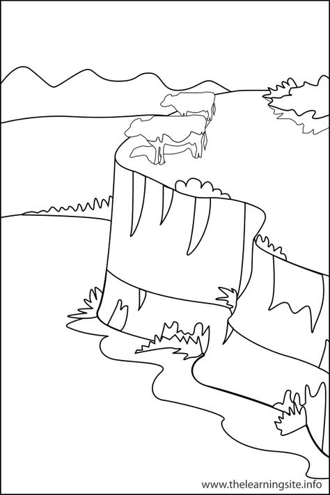 Plateau Landform Coloring Page Plateau Drawing, Plateau Landform, Landform Projects, Teaching Geography, Landform, Outline Images, Learning Sites, World Geography, Neon Wallpaper