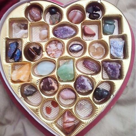 crystals, chocolate box , crystal chocolate box, spiritual , aesthetic crystals , couples goals, gifts , couples gift idea #crystals #spiritual #relationship #crystalchocolatebox Crystal Vibes, Crystal Aesthetic, Crystal Box, Spiritual Crystals, Pretty Rocks, Chocolate Box, Crystal Shop, Crystal Gems, Rocks And Crystals