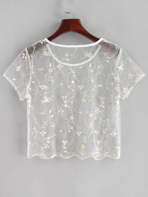 Tulle Crop Top, Haut Transparent, Teen Crop Tops, Batik Shirt, Lace Tshirt, Vintage T Shirts, Plain Tops, Crop Top Outfits, Fashion Victim