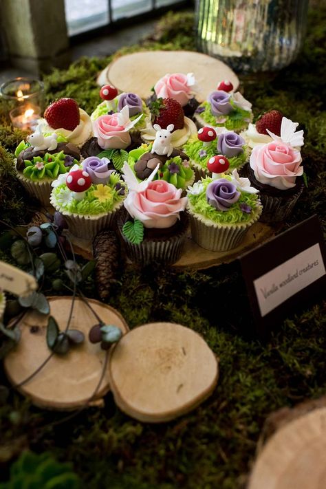 Fairy Tale Enchanted Woodland Theme Wedding | Brides Magazine Rustic Wedding Cakes, Woodland Fairy Birthday Party, Enchanted Forest Birthday Party, Enchanted Forest Baby Shower, Woodland Fairy Birthday, Woodland Theme Wedding, Enchanted Forest Birthday, Woodland Fairy Party, Fairy Cupcakes