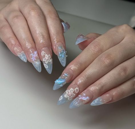 Cyan Nails, Solid Color Nails, Romantic Nails, Nails Design With Rhinestones, Purple Nail, Girly Acrylic Nails, French Tip Acrylic Nails, Simple Acrylic Nails, Mermaid Nails