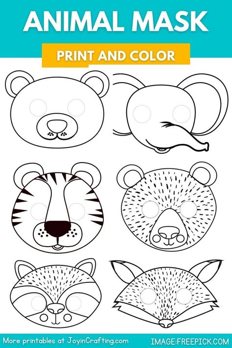 Animal Mask Printable, Kids Crafts Masks, Animal Masks Craft, Animal Masks Diy, Animal Mask Templates, Coloring Activities For Kids, Safari Crafts, Printable Animal Masks, Jungle Crafts