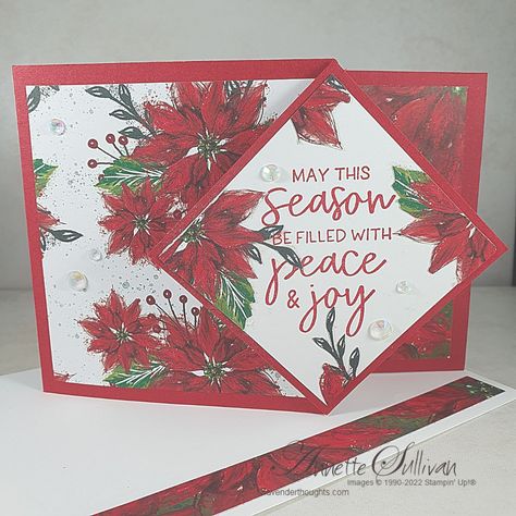 Diamond Z Fold Card, Red Christmas Cards, Boughs Of Holly, Christmas Classics, Folding Cards, Fancy Fold Card Tutorials, Stamping Cards, Crafting Inspiration, Diamond Top