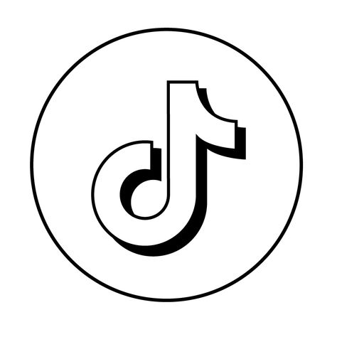 A Simple Line Art of the tik tok logo which is black and white. #tiktok #tiktoklogo #tiktoklogoblack #tiktoklogooutline Black And White Tik Tok Icon, White Tik Tok Icon, Tiktok Logo Black And White, Tik Tok Logo Wallpaper, Tiktok Logo Black, White Tiktok Logo, White Tiktok Icon, Tiktok Logo Aesthetic, Logo Tik Tok