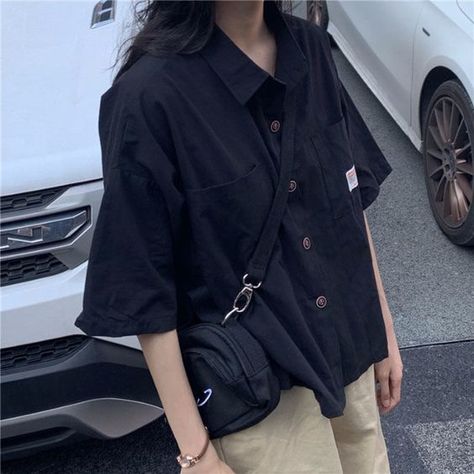 You can use your scissors to make a mistake Half Sleeve Shirts Women, Night Suit For Women, Korean Shirt, Collared Shirts, Black Shirts Women, Harajuku Outfits, Patch Work Blouse, Half Shirts, Half Sleeve Shirts