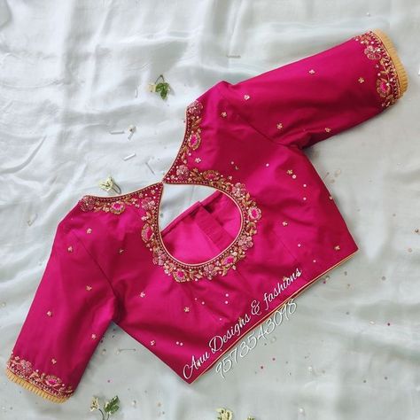 Simple Maggam Work Blouse, Simple Maggam Work, Wedding Blouses, Maggam Blouses, Pink Blouse Designs, Magam Work, Patch Work Blouse Designs, Latest Bridal Blouse Designs, Motif Embroidery