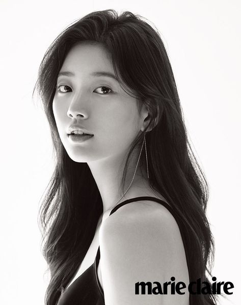 Suzy " Marie Claire 2019 February " Korean Photography, Korean Photoshoot, Miss A Suzy, Marie Claire Korea, Fotografi Digital, Bae Suzy, Black And White Portraits, Korean Actresses, Korean Celebrities