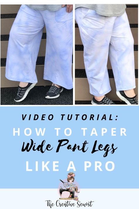 YouTube Video tutorial that shows step by step how to taper wide leg pants. Altering Pants, Taper Pants, Wide Legged Pants, Love Hate Relationship, Sewing Alterations, Knitting Tips, Hem Pants, Pants Sewing Pattern, How To Hem Pants