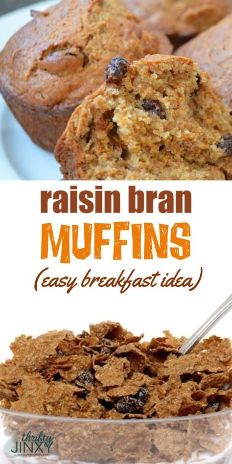 Rasin Bran Muffins, Raisin Bran Cereal Muffins, Bran Flake Muffins, Bran Cereal Muffins, Raisin Bran Muffin Recipe, Bran Muffins Healthy, Raisin Bran Cereal, Yummy Muffins, Raisin Bran Muffins